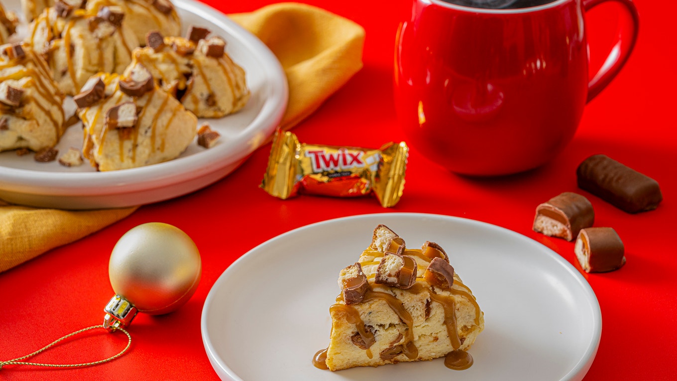 TWIX Chocolate Caramel Scones