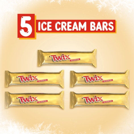 TWIX Caramel Vanilla Milk Chocolatey Ice Cream Bars, 5 Pack, 1.93 Oz Bars