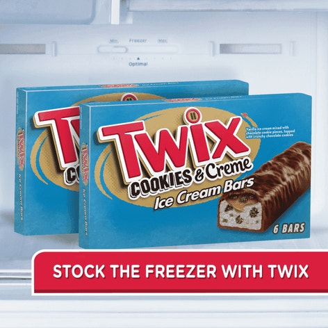 TWIX Cookies & Cream Milk Chocolate Ice Cream Bars, 6 Pack, 1.93 Oz Bars
