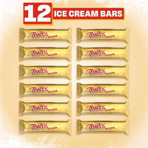 TWIX Caramel Vanilla Milk Chocolatey Ice Cream Bars, 12 Pack, 1.93 Oz Bars