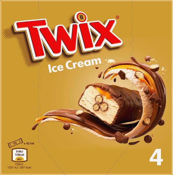 TWIX Barra Gelato Formato Multiplo x4 (4x34,2g)