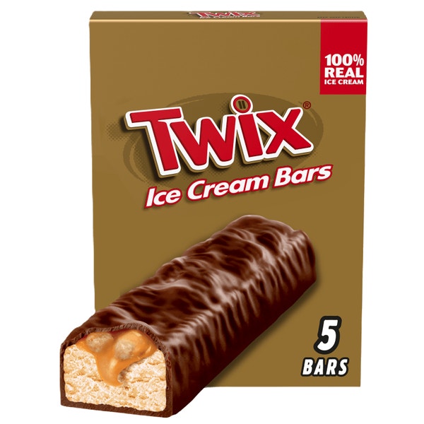 TWIX Caramel Vanilla Milk Chocolatey Ice Cream Bars, 5 Pack, 1.93 Oz Bars