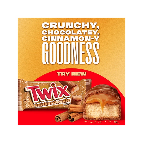 TWIX Snickerdoodle Cookie Chocolate Candy Bars, Share Size - 2.82 Oz Pack  